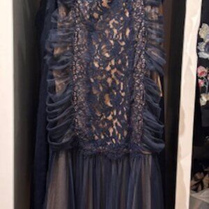 Tadashi Shoji Formal Dress Dark Blue and Blush Size 4